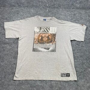 Vintage Give Me Face Blessed Graphic T-Shirt Mens XXXL Gray Y2K Streetwear Tee